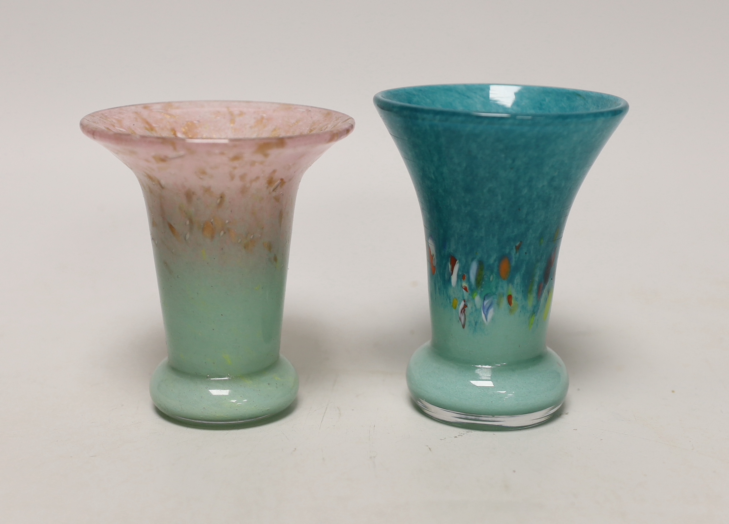 Two Vasart glass vases, tallest 10.5cm